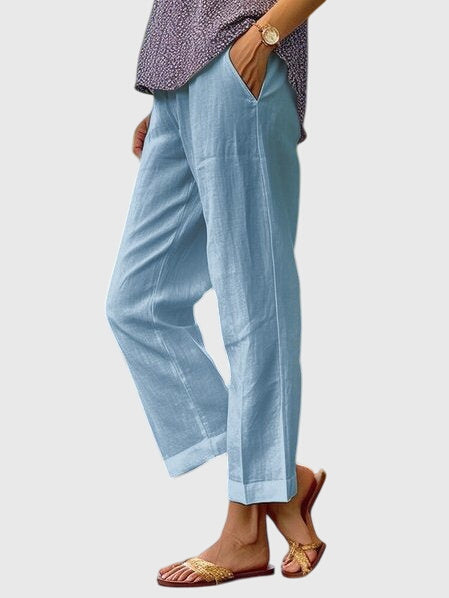 Mirabel Stonecourt | White Wide-Leg Linen Trousers