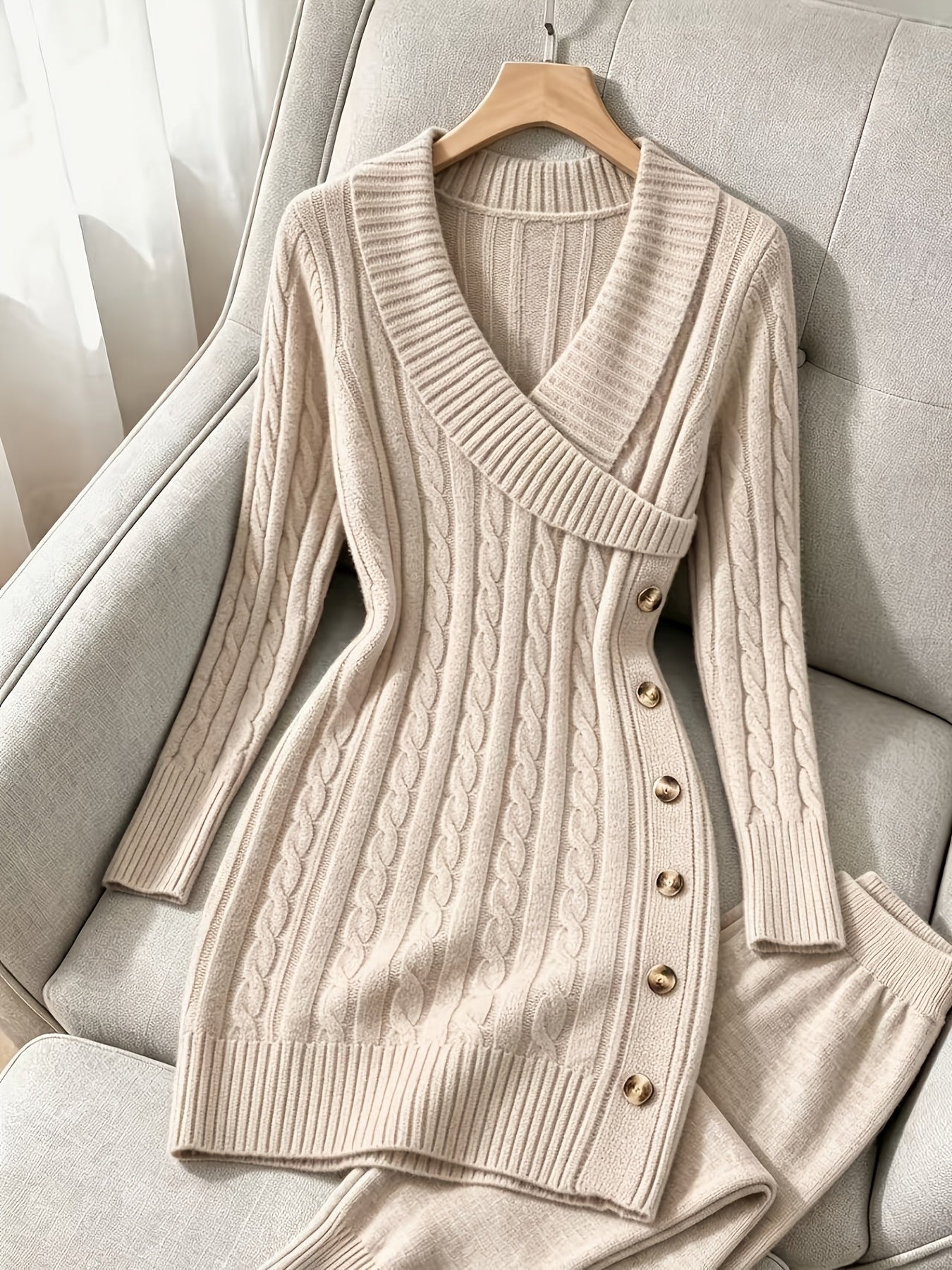 Helena Fontblanc | Cable-Knit V-Neck Mini Dress