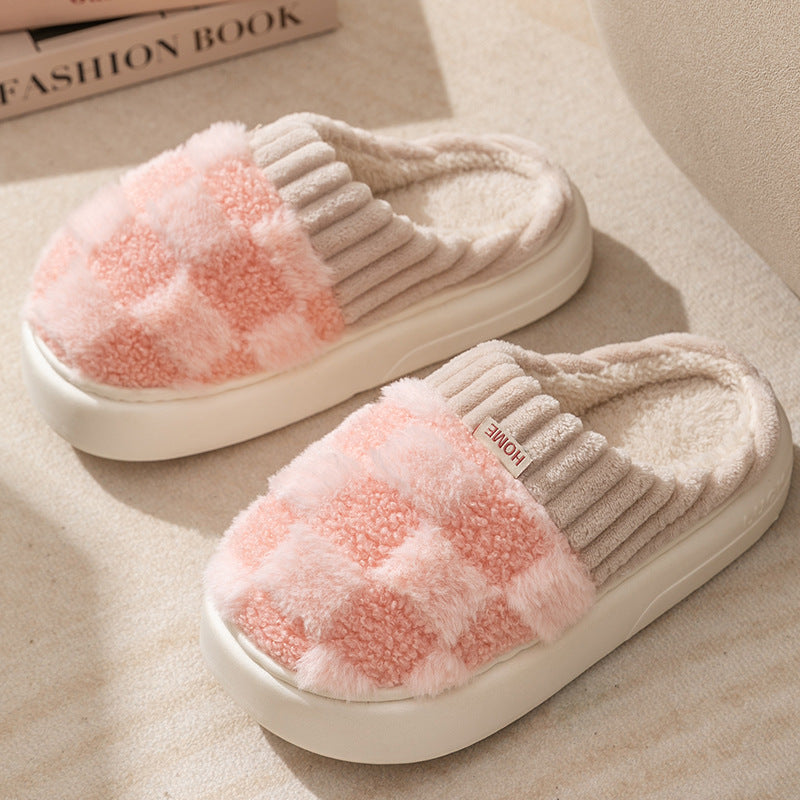 Colette Winbourne | Plaid Plush House Slippers For Women