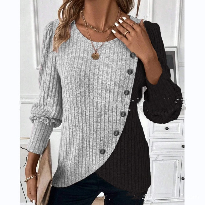 Elise Rambouillet | Color-Block Ribbed Knit Sweater For Women