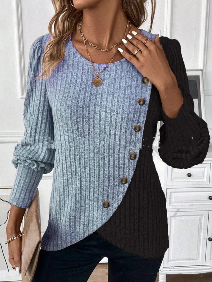 Elise Rambouillet | Color-Block Ribbed Knit Sweater For Women