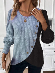 Elise Rambouillet | Color-Block Ribbed Knit Sweater For Women