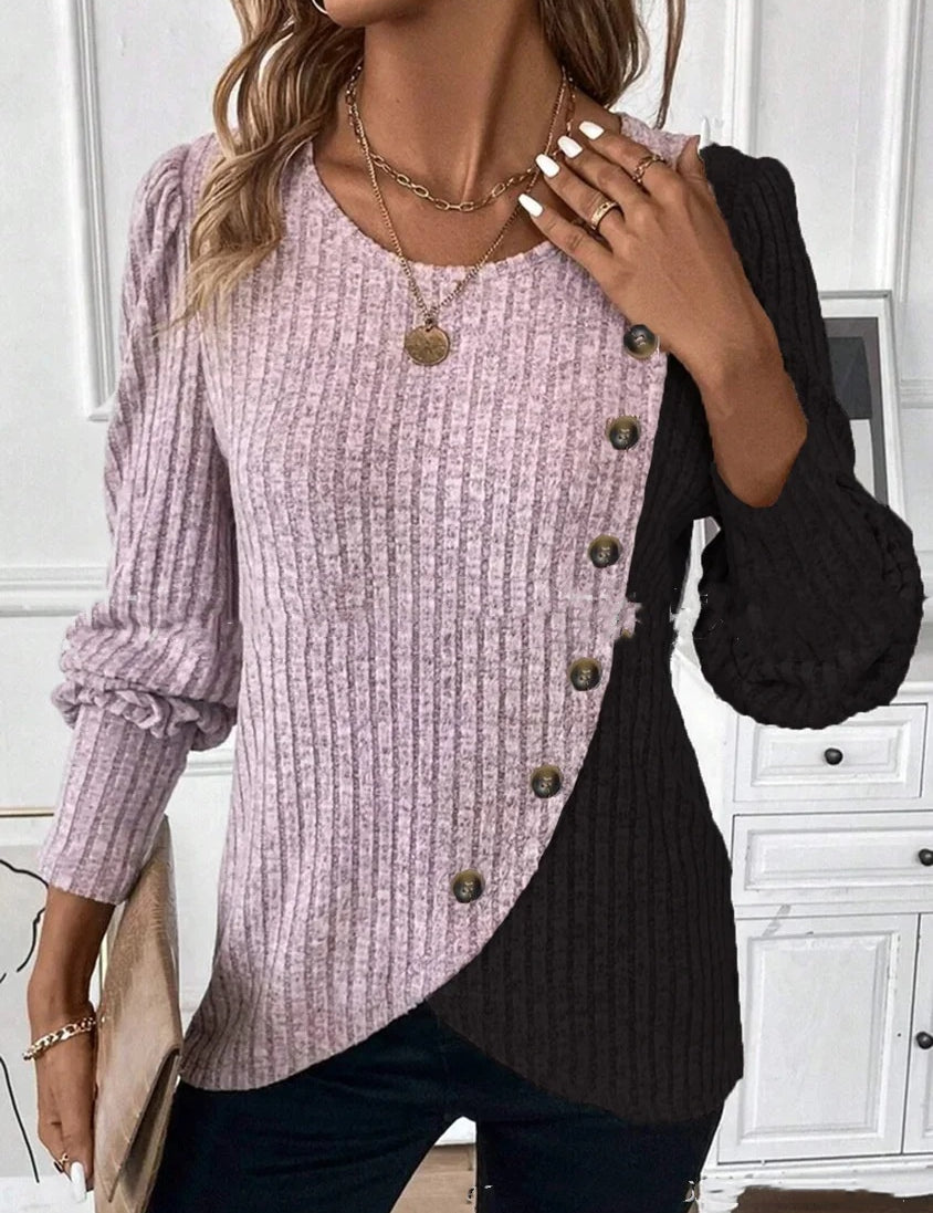 Elise Rambouillet | Color-Block Ribbed Knit Sweater For Women