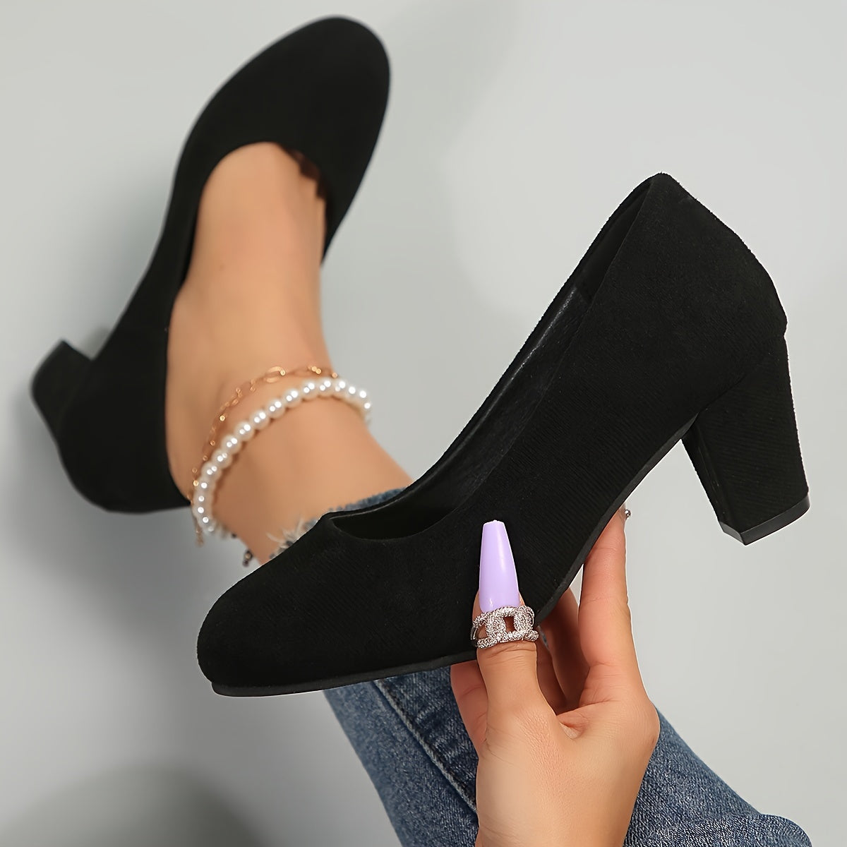 Guinevere Ashton | Black Block Heel Pumps – Orthopedic Comfort