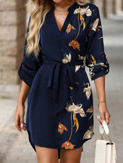 Émilie Sarrault | Belted Crane Print Mini Shirt Dress
