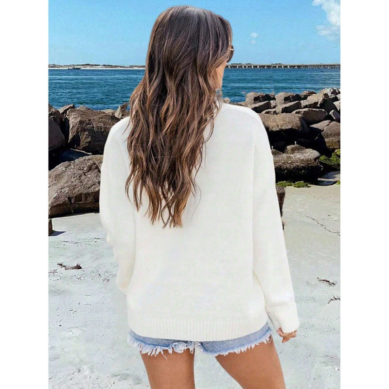 Tara Winsfield | American Flag Crew-Neck Pullover Sweater For Women