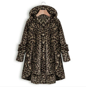 Colette Duval | Leopard Print Hooded Plush Coat For Women