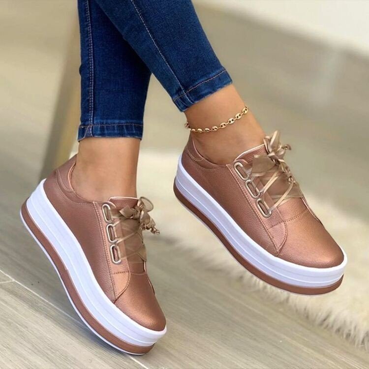 Francesca Moreau | Platform Sneakers With Ribbon Lace-Up For Women