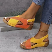 Claudette Harbourne | Navy & White Colorblock Wedge Sandal