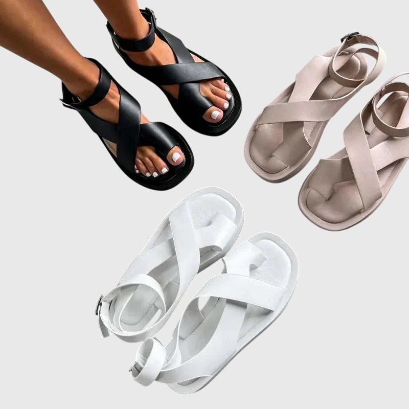 Rosalinde Ashgrove | Orange Platform Sandals with Ankle Strap