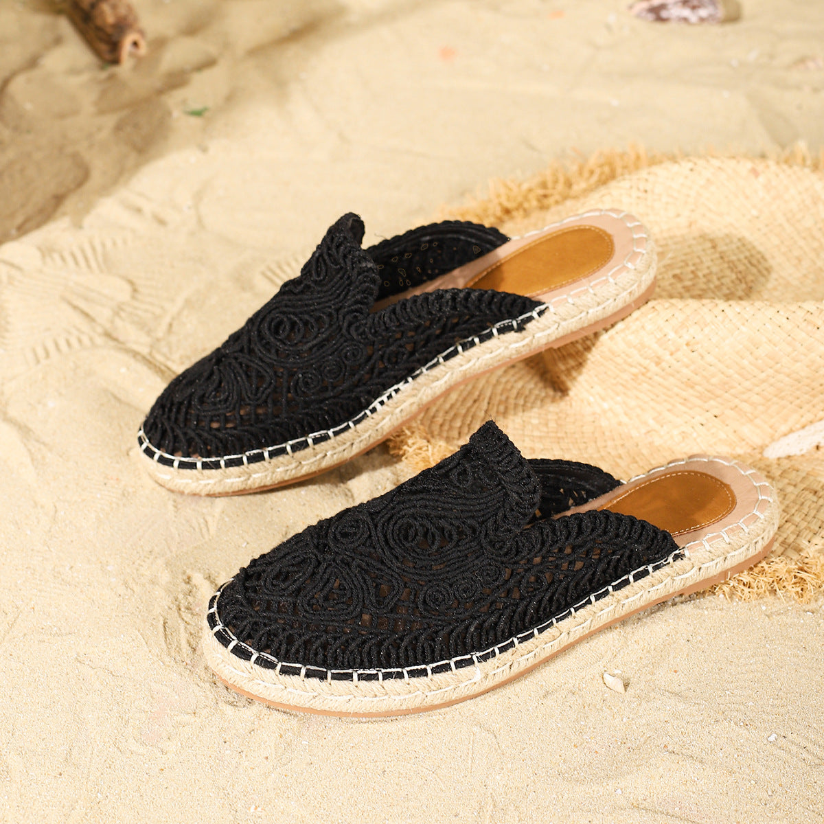 Solange Ferrant | Crochet Espadrille Mule Flats For Women