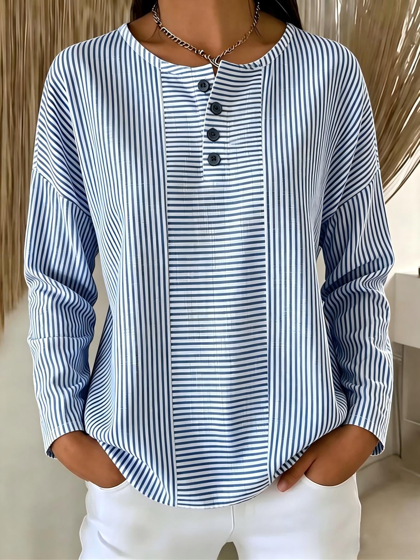 Genevieve Lacroix | Striped Long-Sleeve Blouse For Women