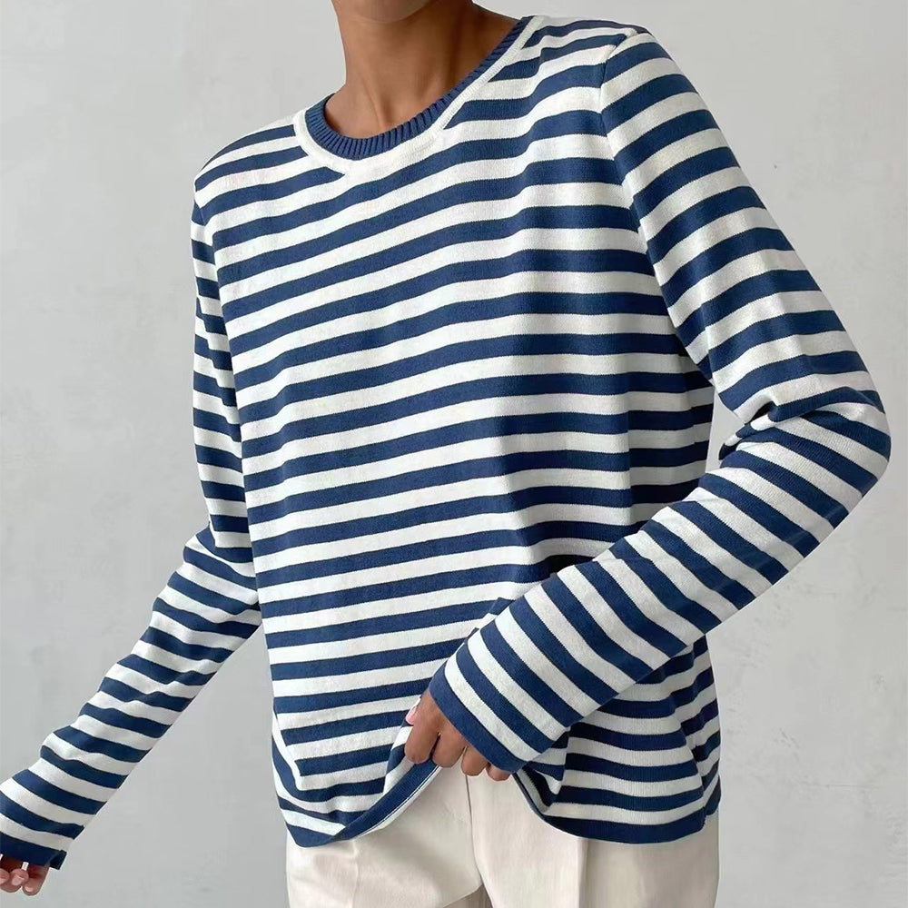 Josephine Delacourt | Striped Knit Long Sleeve Sweater For Women