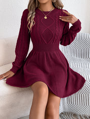 Cosette Villeneuve | Cable Knit Fit & Flare Sweater Mini Dress For Women