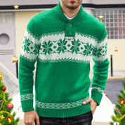 Yule Tide | Red Snowflake Fair Isle Christmas Sweater For Men