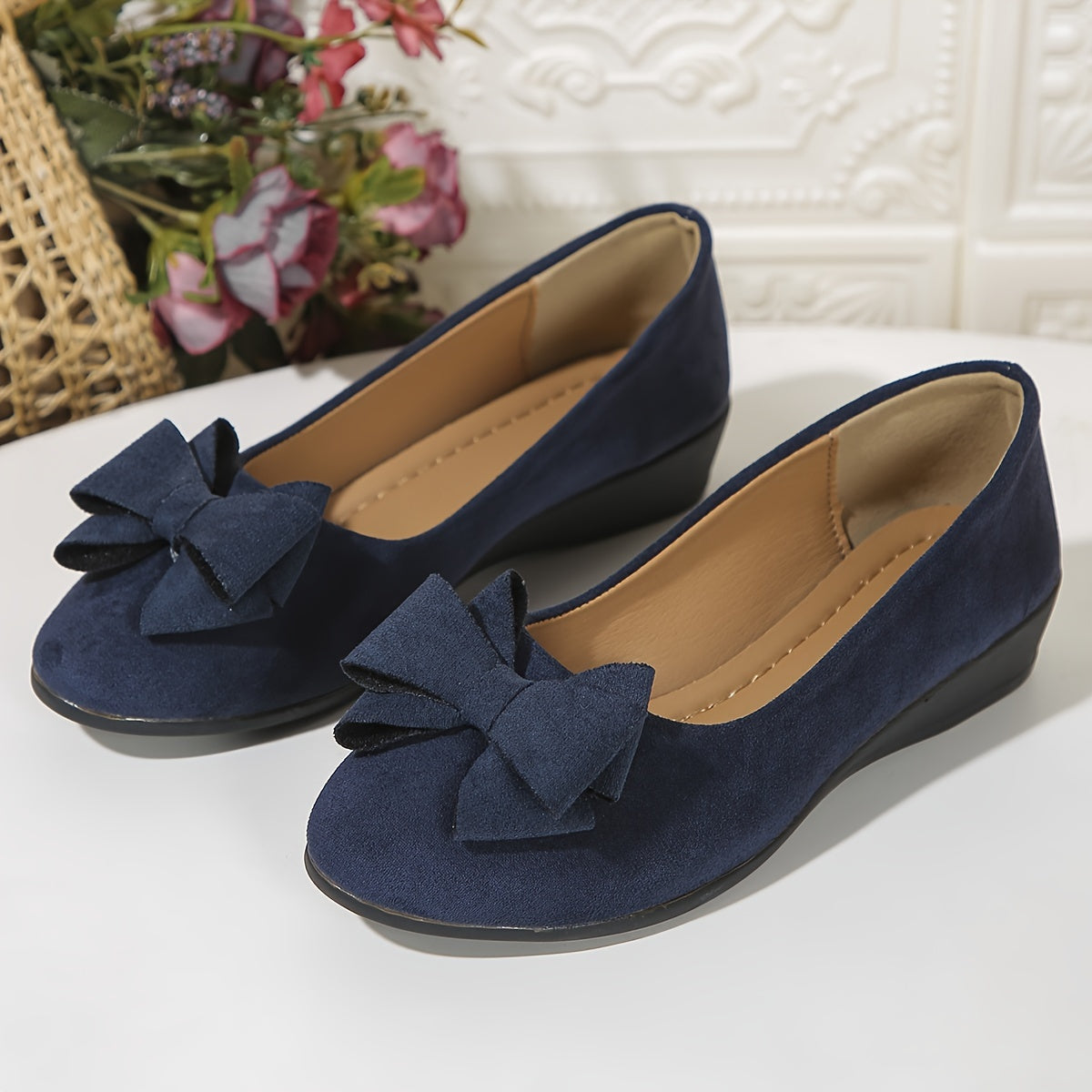 Lucinda Hartbourne | Black Bow Detail Ballet Flats Slip-On
