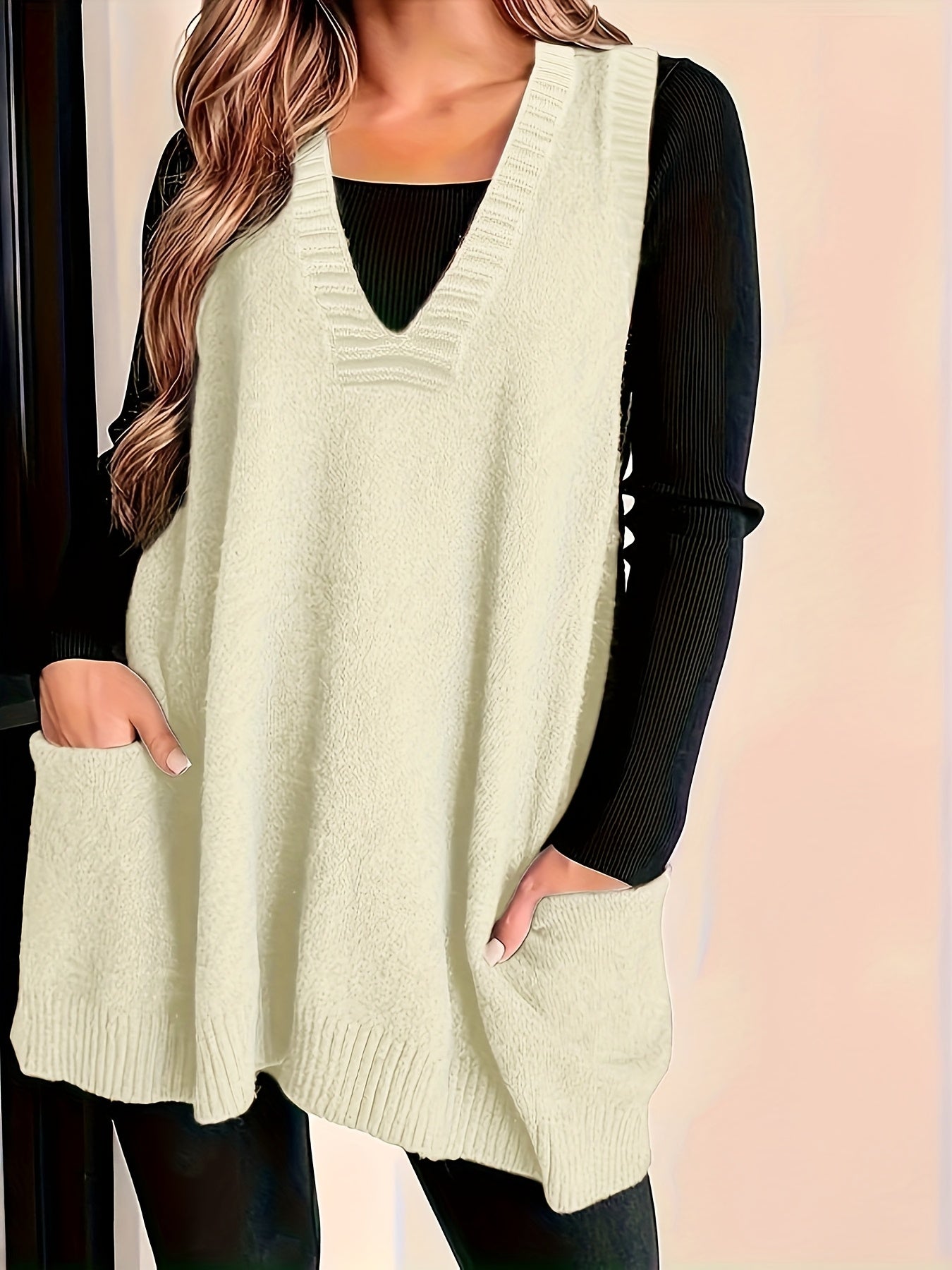 Selina Vasseur | Longline Sweater Vest With Pockets For Women
