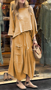 Marlowe Fontcrest | Linen-Look Two-Piece Maxi Skirt Set For Women