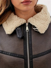 Margaux Ferrand | Cropped Shearling-Lined Leather Jacket For Women