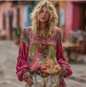Valentina Rossi | Embroidered Floral Long-Sleeve Blouse For Women