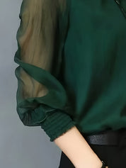 Federica Salvemini | Sheer Chiffon Blouse With Stand Collar For Women