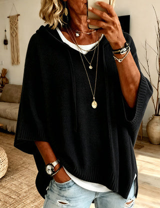 Eloise Drummond | Knitted Hooded Drawstring Sweater For Women