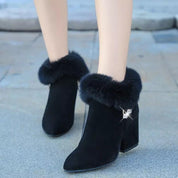 Natalia Ferretti | Fur-Trim Rhinestone Ankle Boots For Women