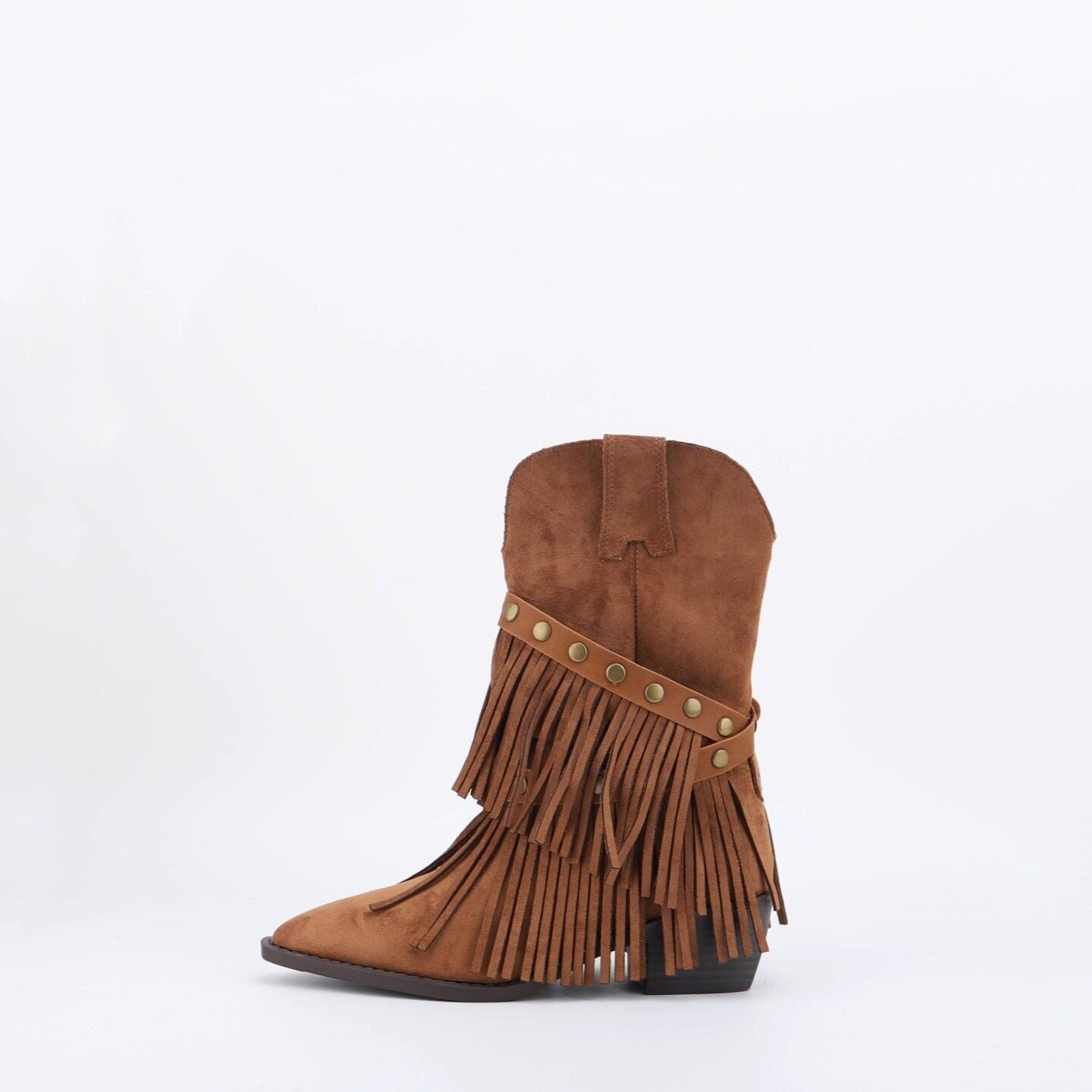 Marguerite Solari | Fringe Cowboy Boots With Studded Strap For Women