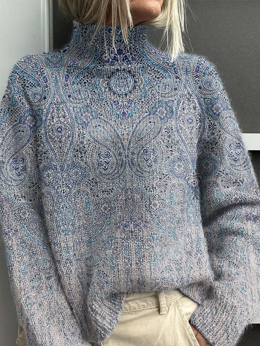 Anais Delorme | Abstract Print Turtleneck Sweater For Women