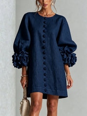 Blakely Fenwell | Ruffle Sleeve Button Mini Dress For Women