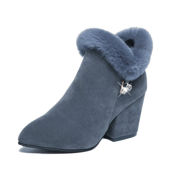 Natalia Ferretti | Fur-Trim Rhinestone Ankle Boots For Women