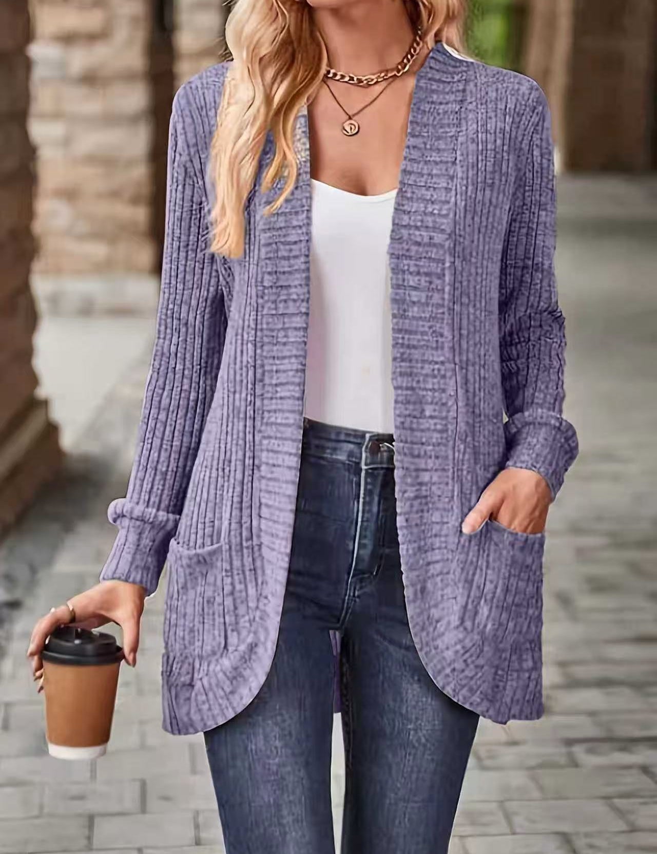 Adrienne Castellini | Ribbed Knit Cardigan For Women