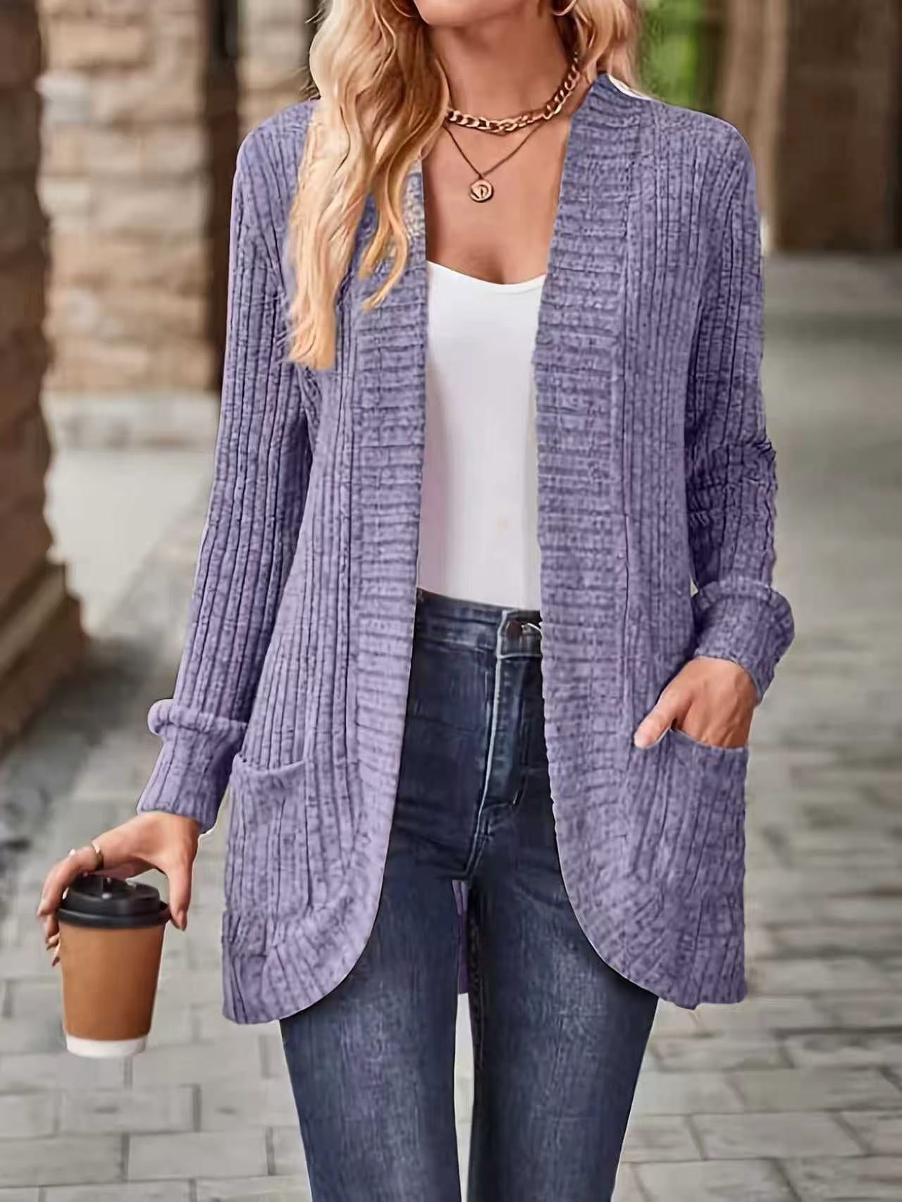 Adrienne Castellini | Ribbed Knit Cardigan For Women