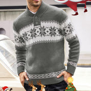 Yule Tide | Red Snowflake Fair Isle Christmas Sweater For Men