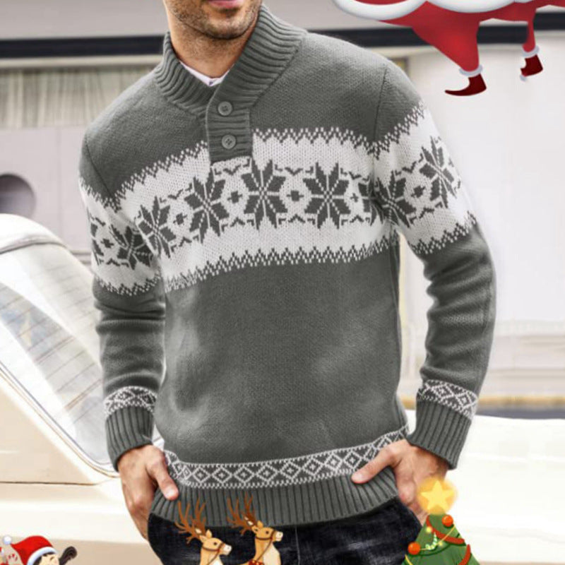 Yule Tide | Red Snowflake Fair Isle Christmas Sweater For Men