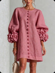 Blakely Fenwell | Ruffle Sleeve Button Mini Dress For Women