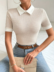 Noelle Duvall | Contrast Collar Knit Sweater For Women