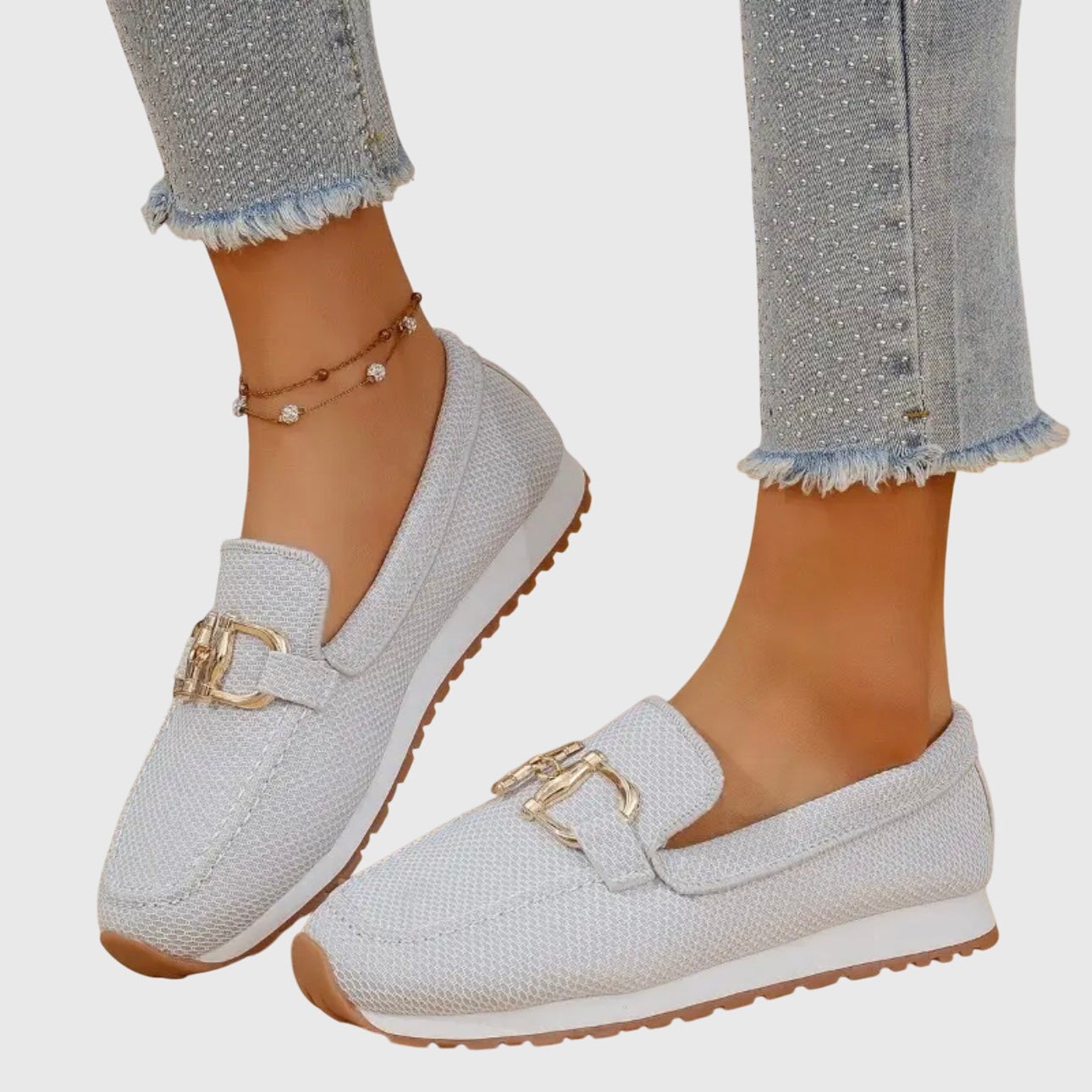 Beatrice Holloway | Blue Mesh Platform Loafers with Gold Horsebit