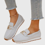Seraphelle Dunbridge | Beige Mesh Slip-On Loafer Sneaker with Gold Horsebit