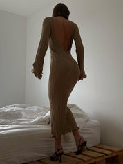 Anais Delvaux | Backless Ribbed Knit Maxi Dress For Women