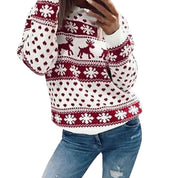 Winter Glow | White Reindeer Fair Isle Christmas Sweater For Women