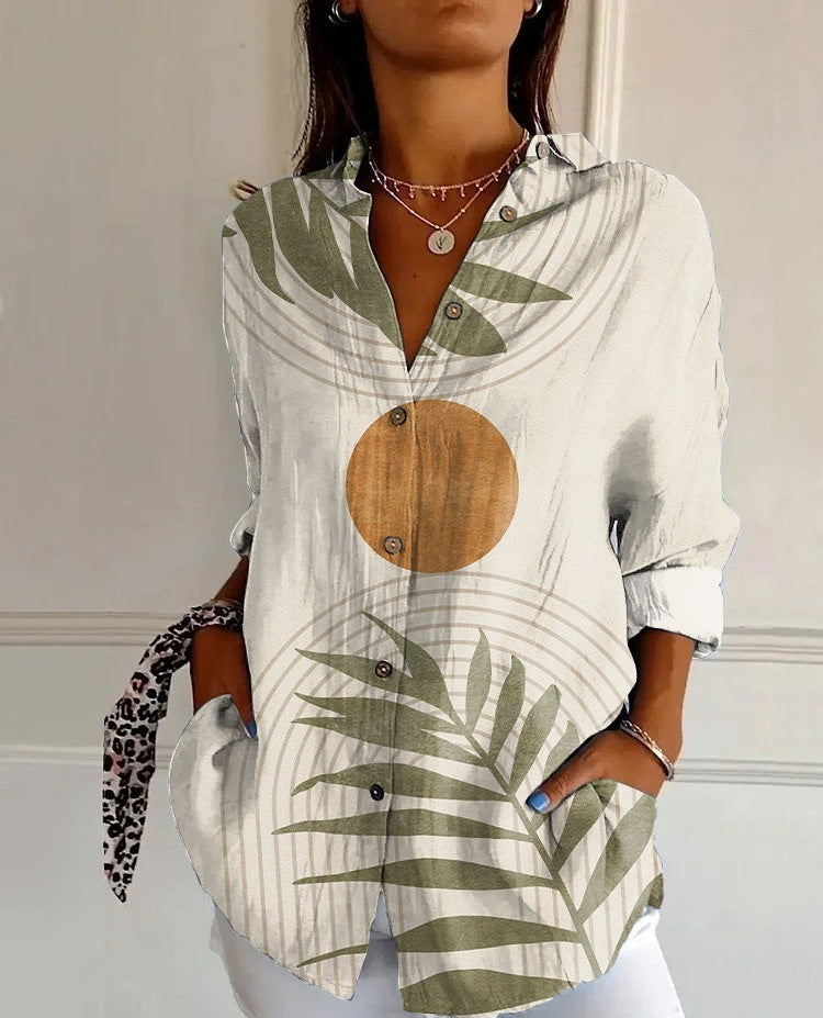 Vera Montcliffe | Geometric Color Block Long Sleeve Shirt For Women