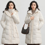 Polly Kemphurst | Belted Long Hooded Puffer Coat For Women