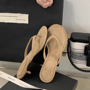Élise Fontenoy | Suede Thong Mid-Heel Sandals For Women