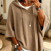Eloise Drummond | Knitted Hooded Drawstring Sweater For Women