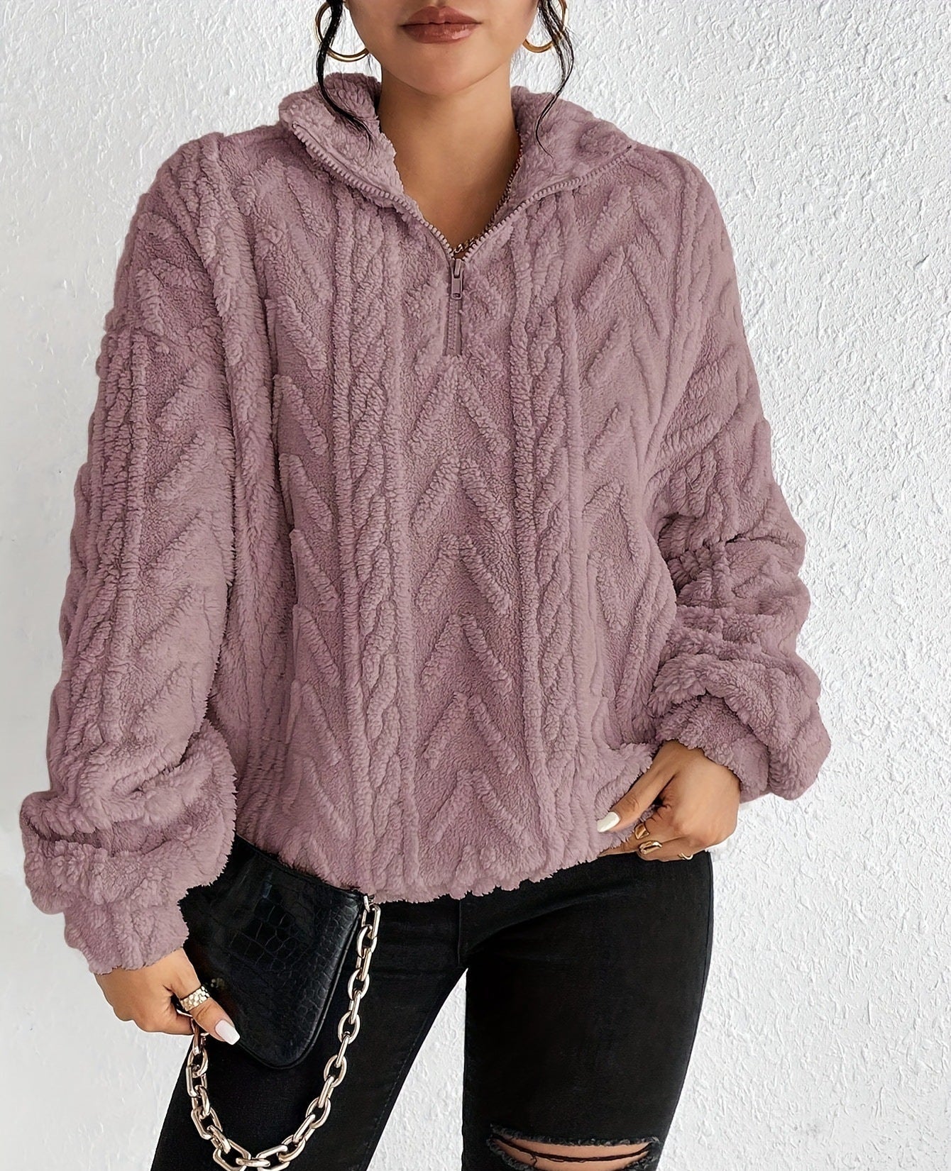 Adele Sorensen | Cable Knit Quarter-Zip Pullover For Women
