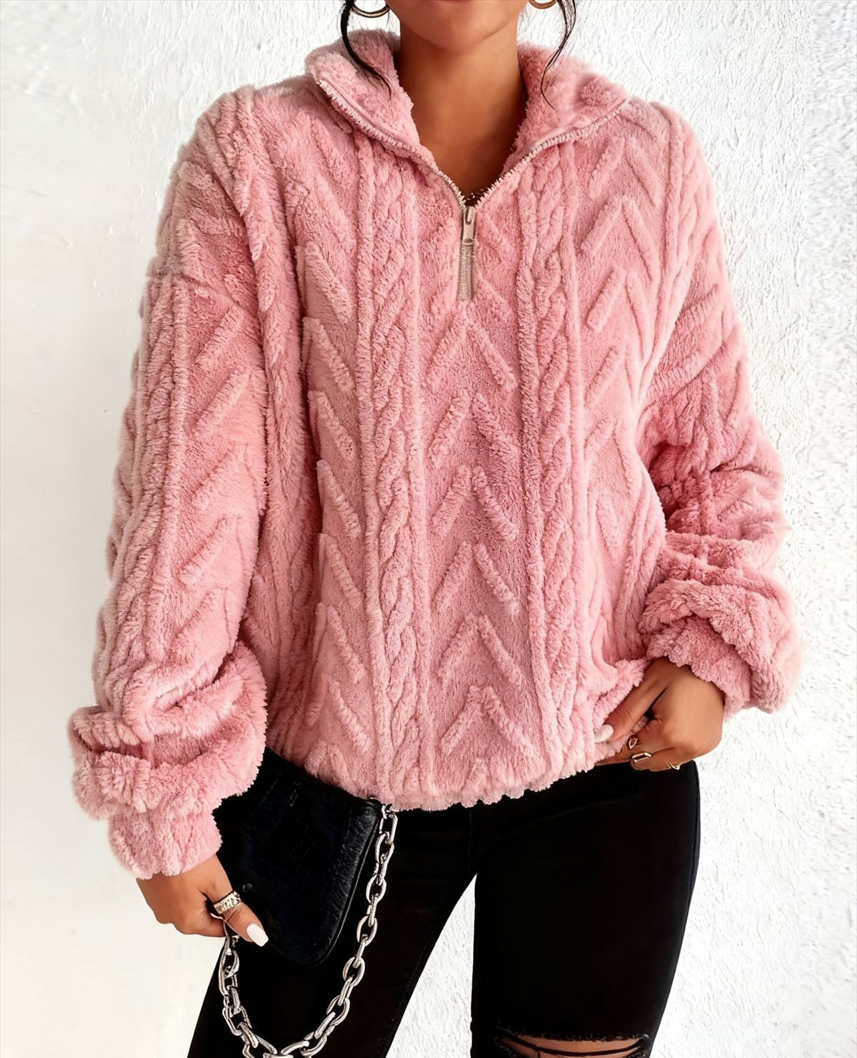 Adele Sorensen | Cable Knit Quarter-Zip Pullover For Women