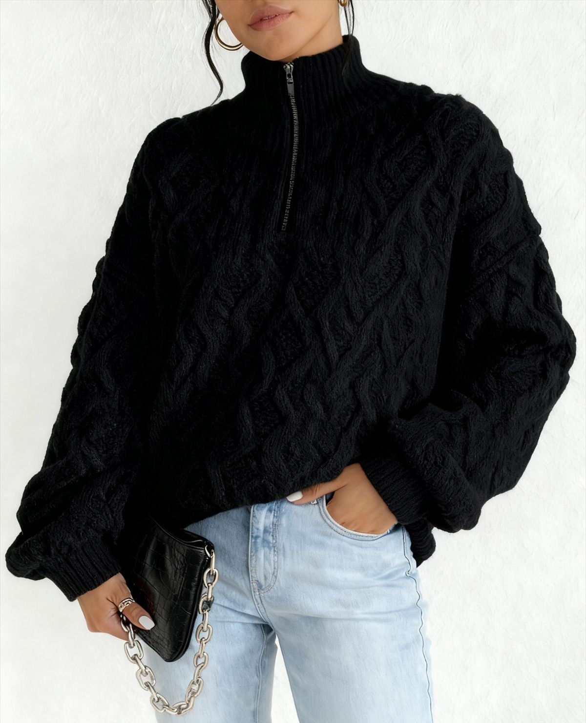 Adele Sorensen | Cable Knit Quarter-Zip Pullover For Women