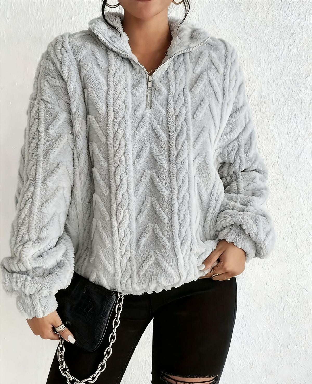 Adele Sorensen | Cable Knit Quarter-Zip Pullover For Women