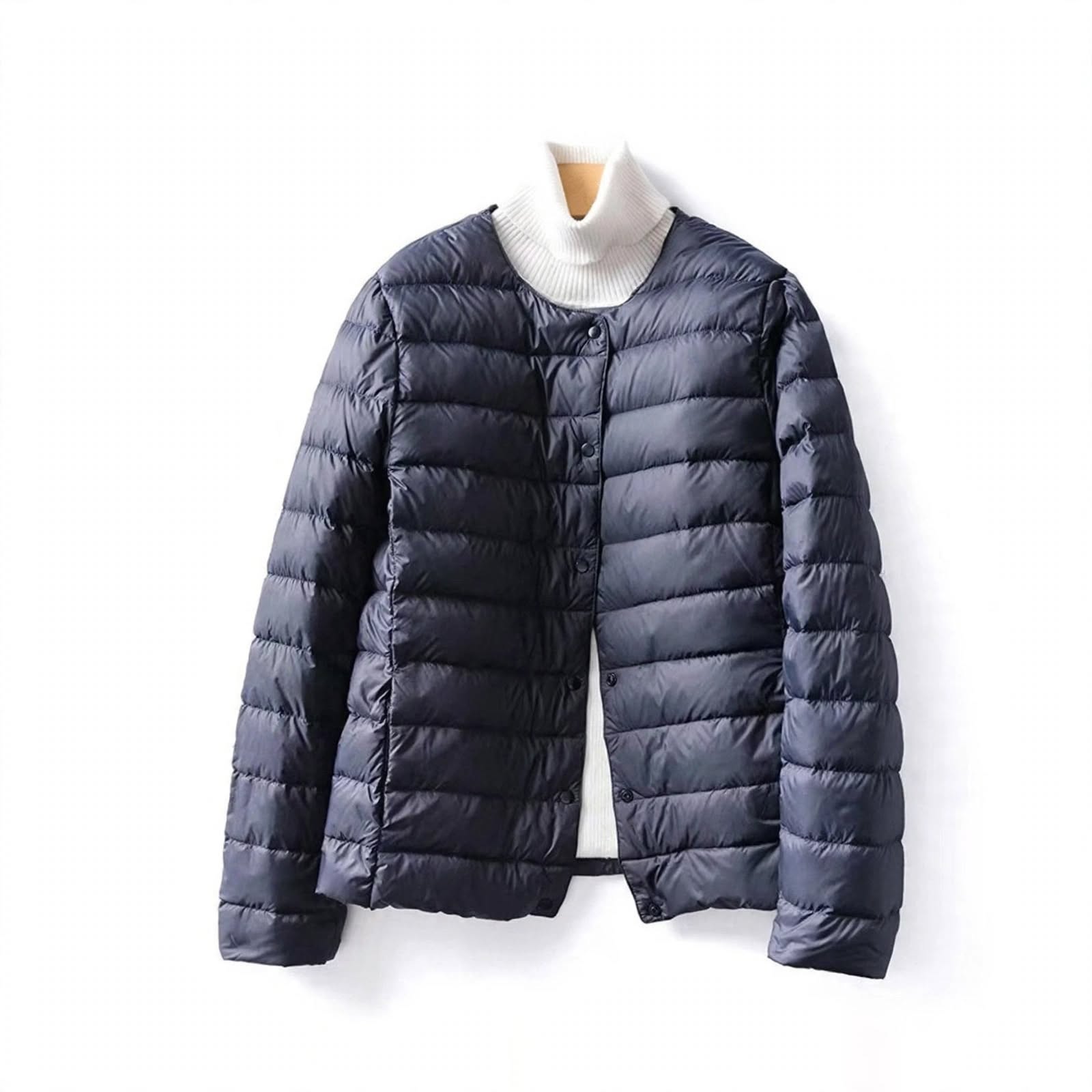 Hollis Brookhaven | Cream Lightweight Collarless Puffer For Women